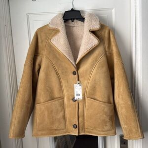 Mango faux suede faux shearling jacket